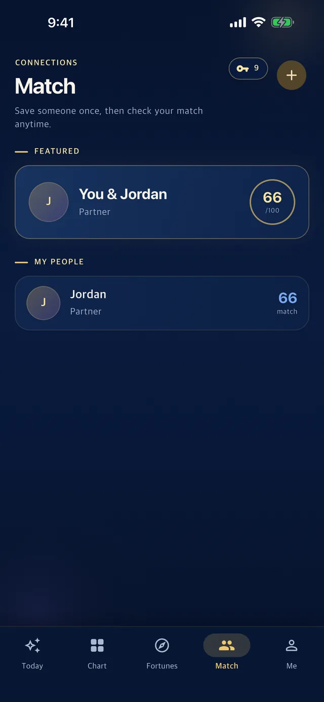 Match screen showing compatibility